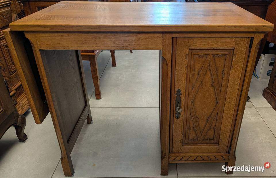 Piękne dębowe nieduże biurko z rozkładanym Biurka śląskie Dąbrowa Górnicza