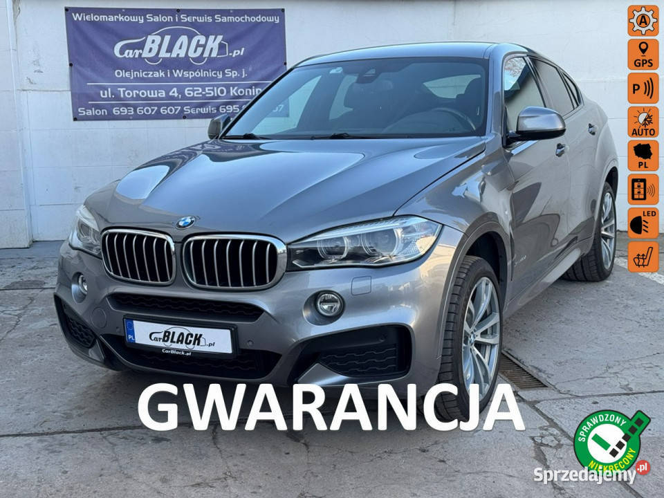 BMW X6 Salon Polska Bezwypadkowy Gwarancja 12 światła do jazdy dziennej Konin