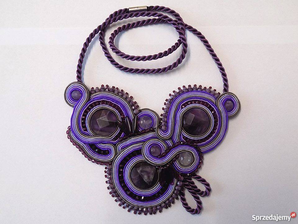 NASZYJNIK Z AMETYSTAMI SUTASZ Warszawa