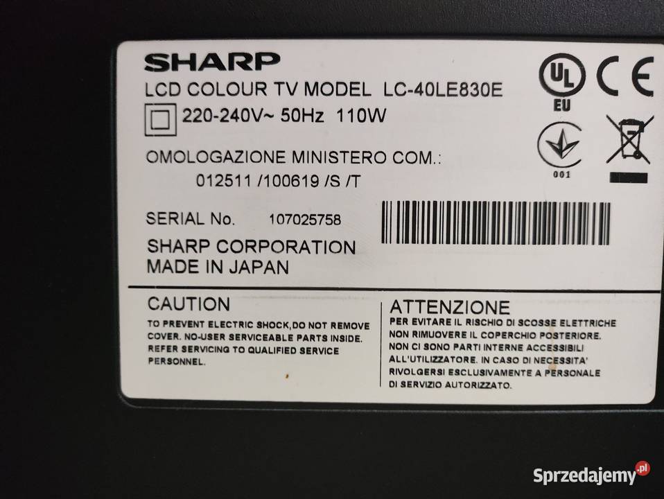 SHARP LC40LE830E 40 2 linie na ekranie odbiór Warszawa