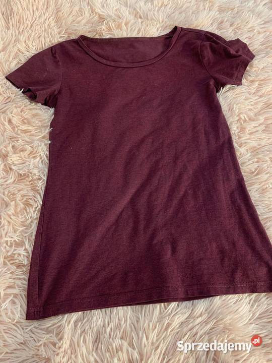 Tshirt koszulka bordowy fioletowy burgundowy krótki Jasło sprzedam