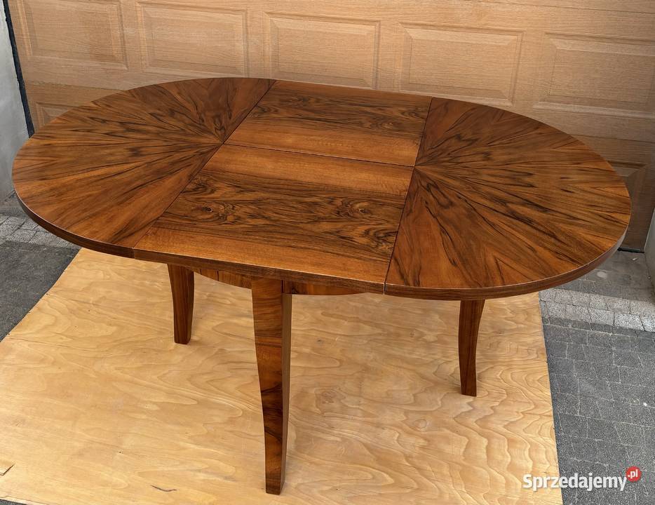 Stół Okrągły Orzech 118 ARTDECO Rozkładany Antyk Warszawa