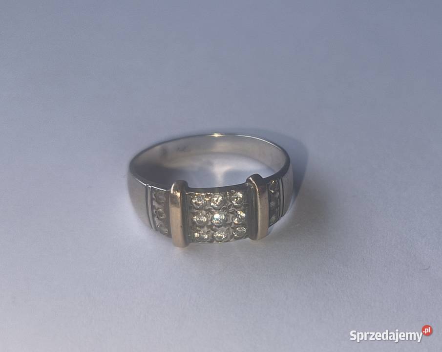 Pierścionek srebro 925 złoto 375 certyfikat