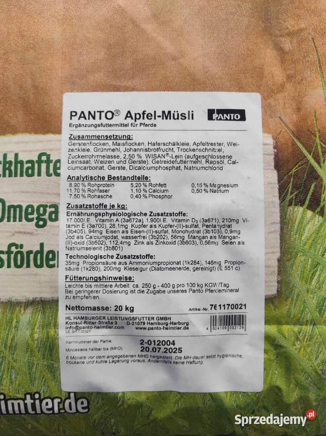 Pasza koni Apfel Msli 20 Panto Strzelce Wielkie