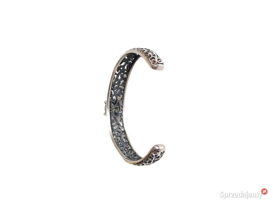 7585 Piękna Srebrna Bangle z Oliwinem Bransoletki sprzedam