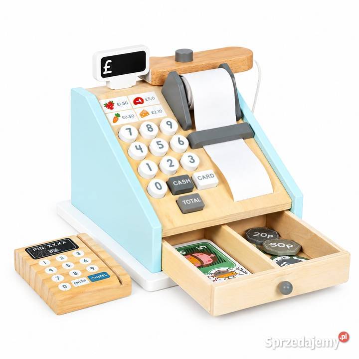 Drewniana kasa fiskalna dzieci ECOTOYS zabawa w Edukacyjne opolskie sprzedam