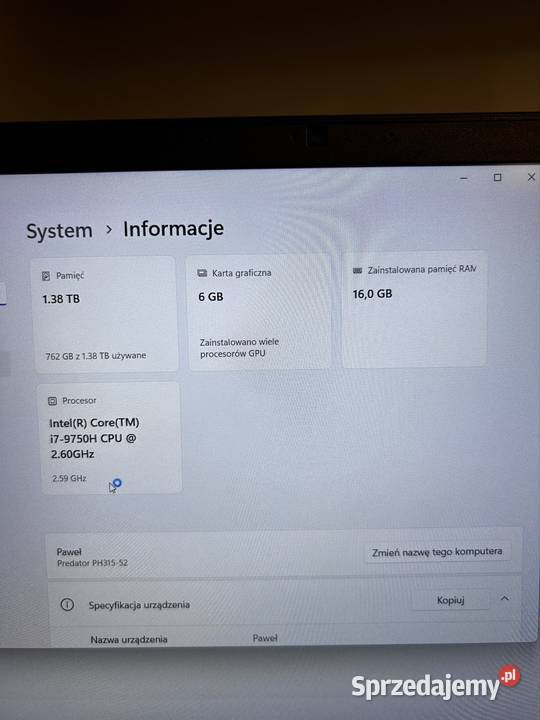 Laptop gamingowy Acer Predator HELIOS Chełm