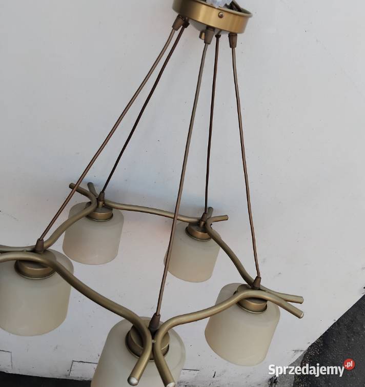 Lampa żyrandol na 5 żarówek złoty kształt wielkopolskie Wolsztyn