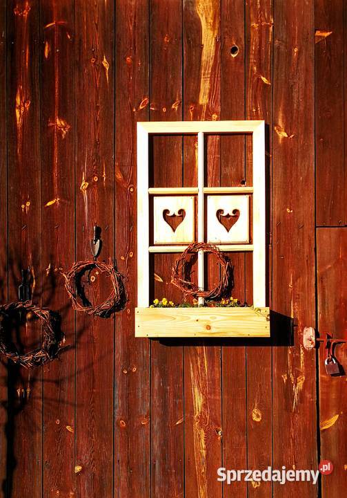 Donica drewniana jako okno kwietnik rustykalny Radków sprzedam