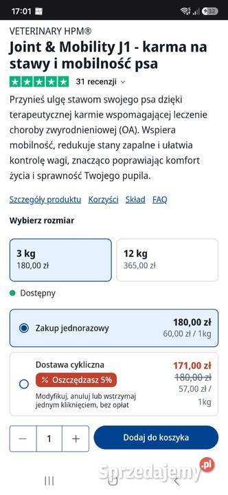 Sprzedam karme virbac psa na stawy i starszych Opole sprzedam