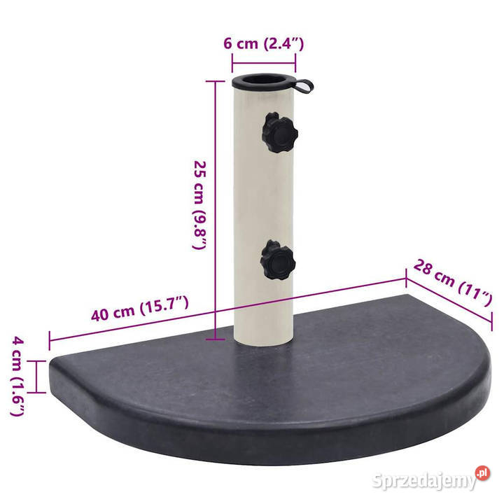Stojak pod parasol czarny 40x28x4 granitowy