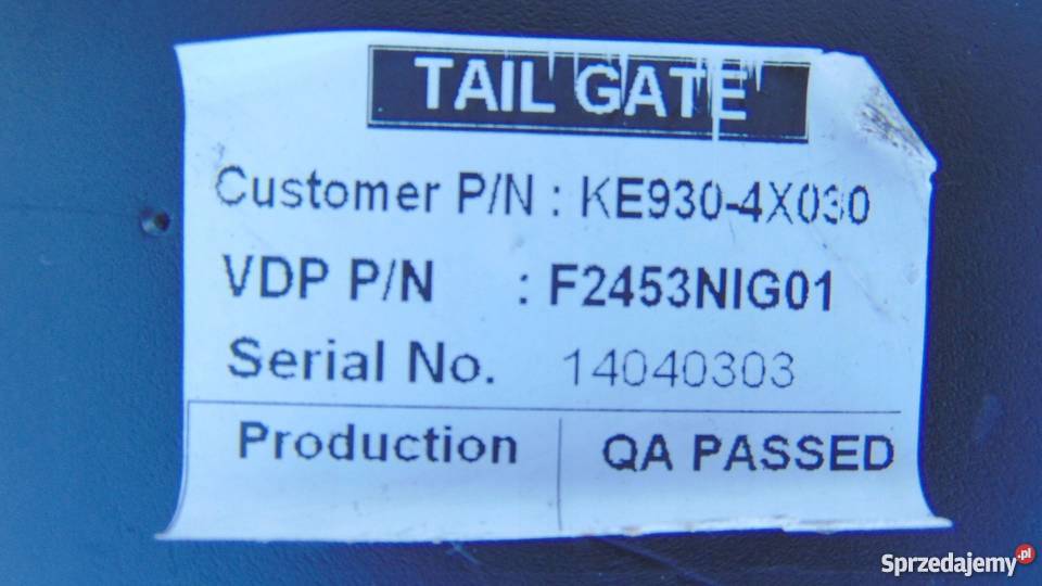OSŁONA PŁYTA KLAPY NISSAN NAVARA KE9304X030 Nowy Tomyśl