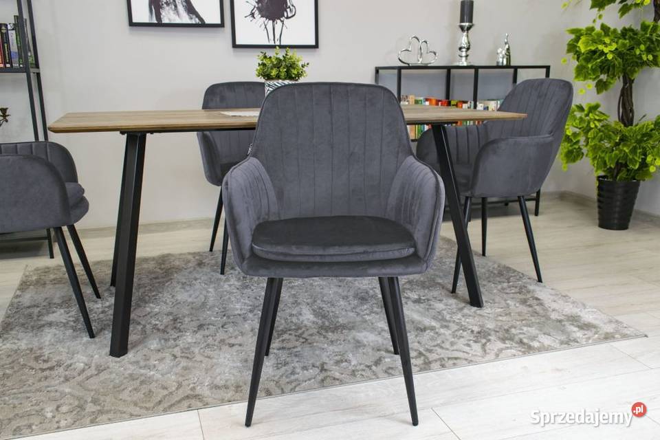Krzesło LUGO aksamit ciemny szary nogi czarne x podlaskie Bielsk Podlaski