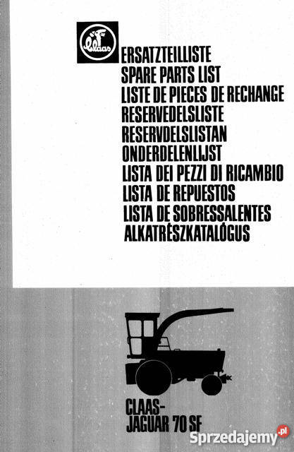 Katalog części Claas Jaguar 680 682 695 690 860 Rolnictwo Szamotuły