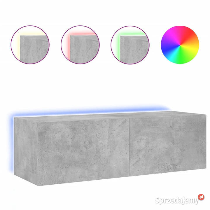 Ścienna szafka TV z LED szarość betonu 100x35x31 Warszawa sprzedam