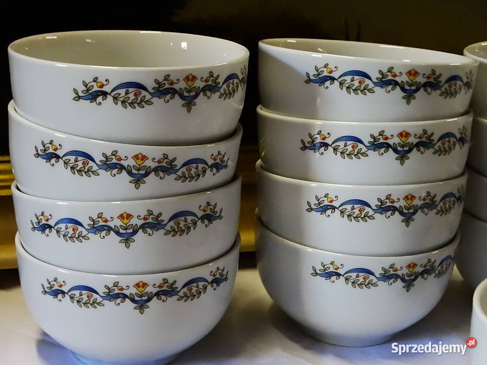 Komplet ceramicznych misek stołowych z dekoracją lubelskie Biłgoraj sprzedam