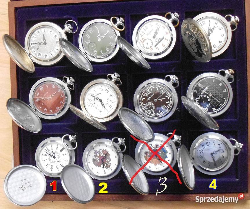 4 x Pobieda MOŁNIA Zegarek Kieszonkowy 100 Sosnowiec