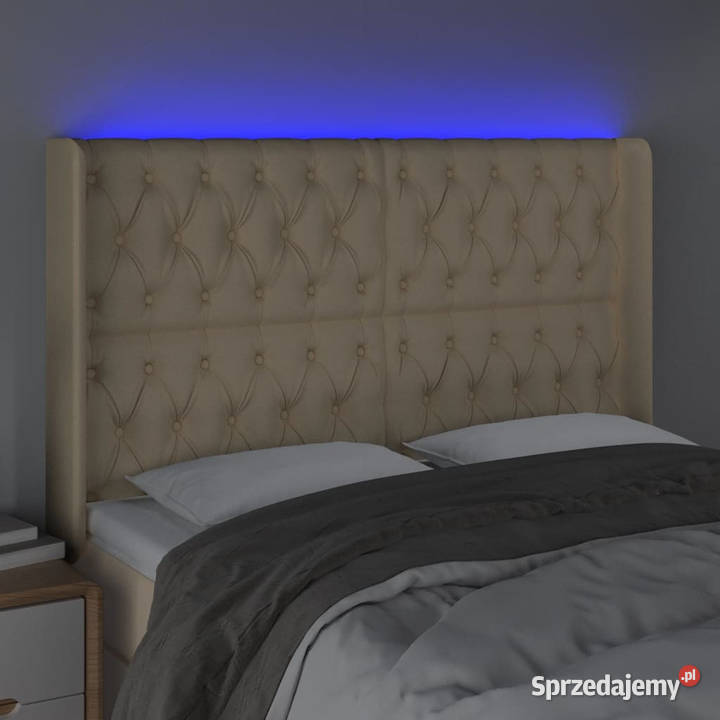 Zagłówek do łóżka z LED kremowy 147x16x118128 Warszawa