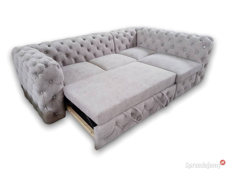 Pikowany narożnik glamour Cludo 240cm