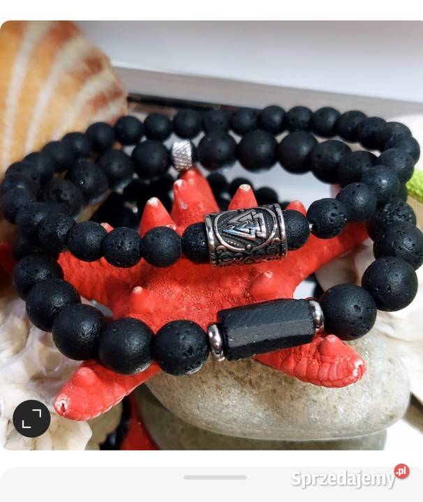 BRANSOLETKI DWIE SZTUKI RUNA VALKNUT STAL KAMIEŃ śląskie Katowice