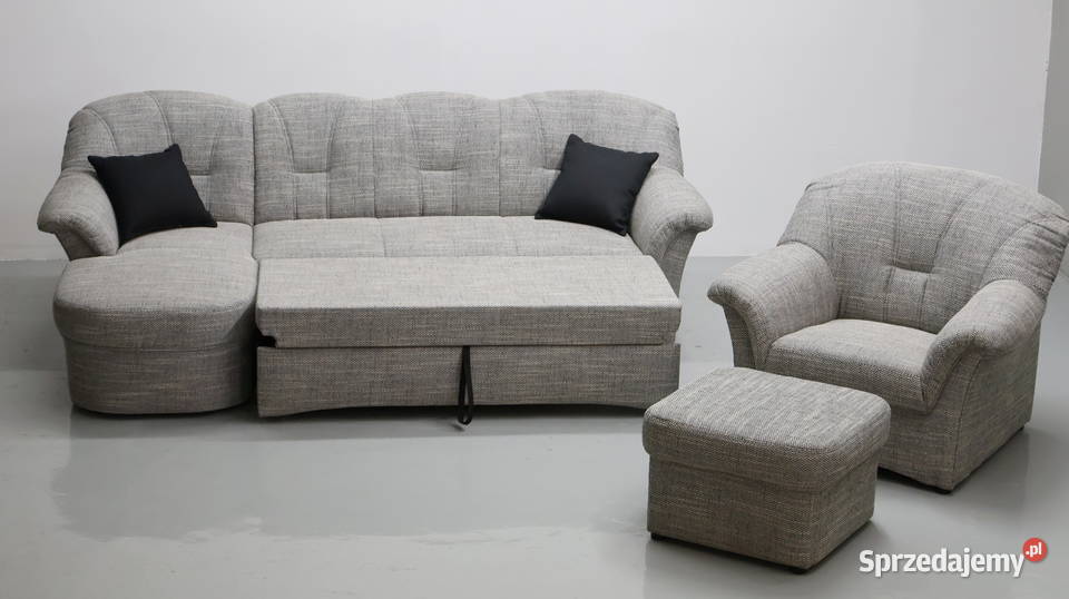 TŁN Narożnik funkcja spania fotel PUFA szary 83cm Poznań