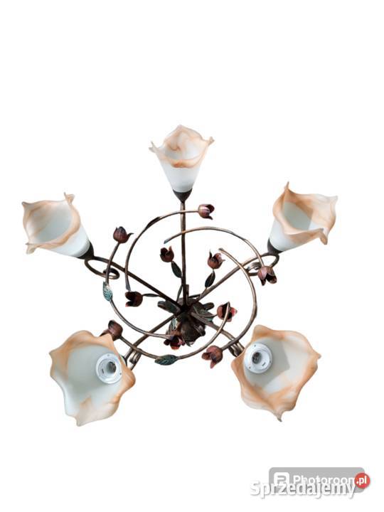 Żyrandol mosiężny 5 ramienny Lampy wiszące Brodnica