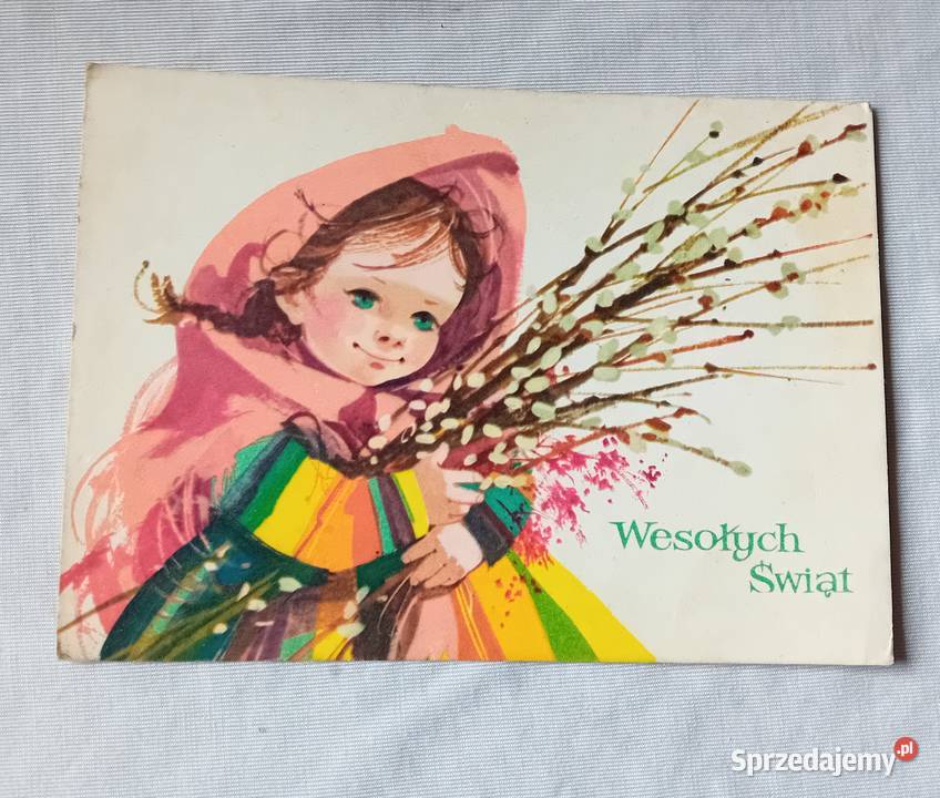Pocztówka wielkanocna RUCH 1969 r Grafika Maria wielkopolskie Koźminek