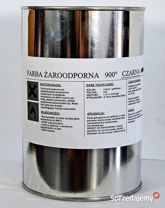 FARBA KOMINKOWA LAKIER ŻAROODPORNA 10L TRWAŁA Skawina