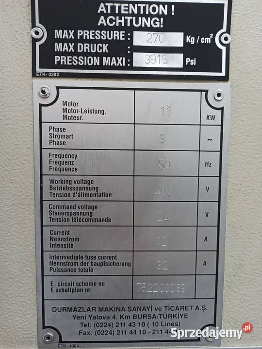 Prasa krawędziowa CNCDurma 30120 narzędzia Produkcja Wrocław