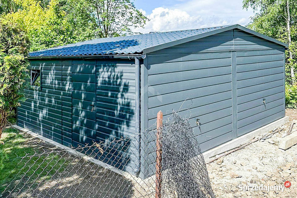 Garaż Blaszany 6x58m 2x Brama Uchylna Rynny