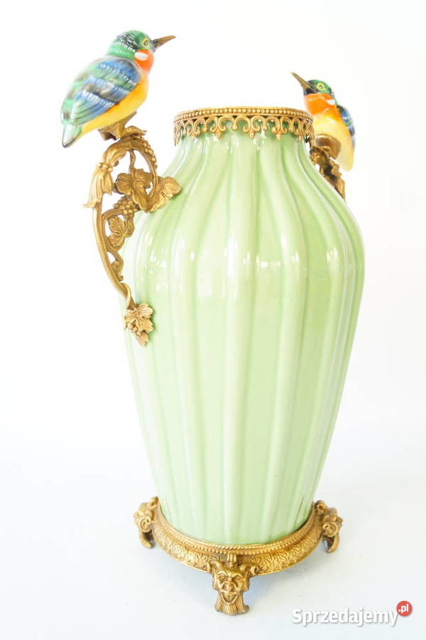 Porcelanowy wazon dwa ptaki kolibry waza amfora Gizałki