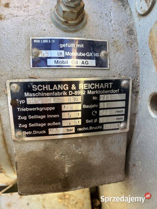 Wciągarka leśna Schlager Reichart 5 Ton Tuliszków