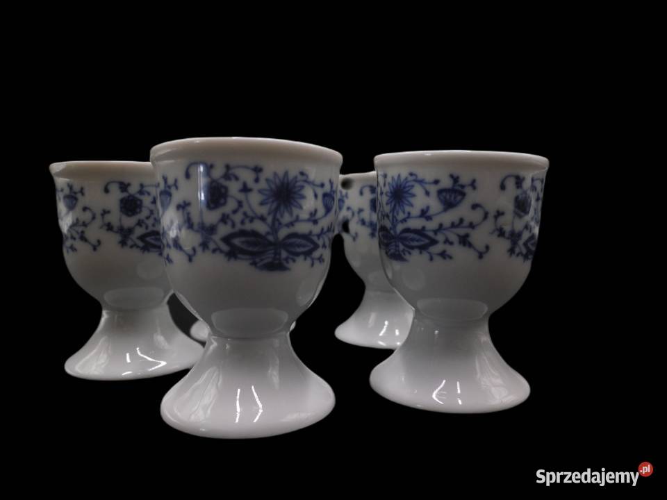 Kieliszki do jajek wzór cebulowy porcelanowe 5 Raszków sprzedam