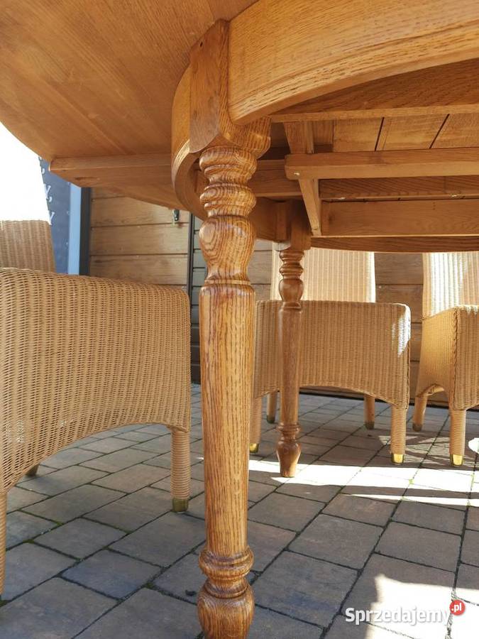 stół dębowy rozkładany okrągłyowalny