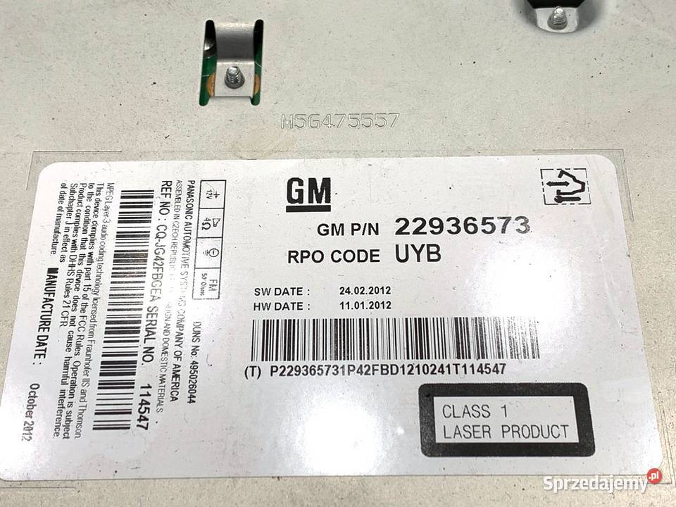 RADIO OPEL ASTRA J 22936573 0915 ODTWARZACZ Sprzęt audio fabryczny sprzedam