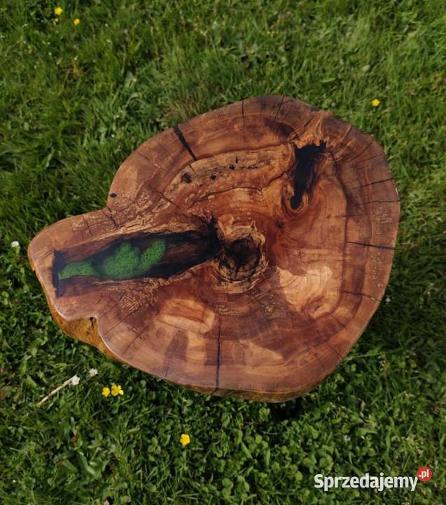 Stolik kawowy ozdobny skandynawski z żywicą i