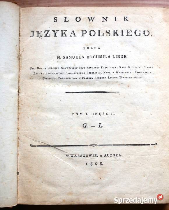 Słownik języka polskiego S Linde r 1808 zabytek Gdańsk