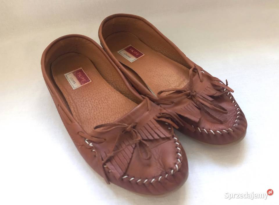 Buty brązowe Mokasyny r 38 damskie SKÓRA Filipe