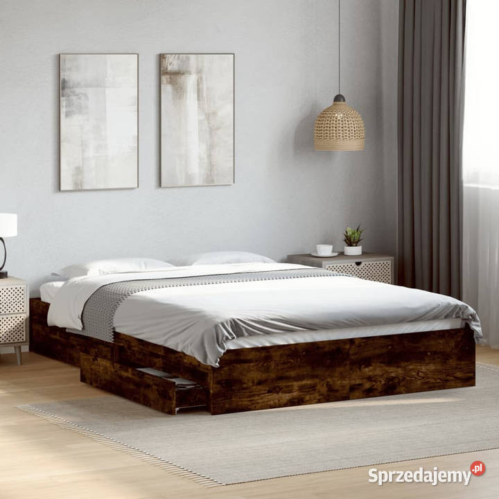 Rama łóżka z szufladami przydymiony dąb 150x200 sprzedam