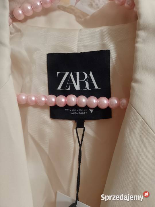 40L ZARA Beżowa marynarka z zaszewkami z Madrytu Kraków