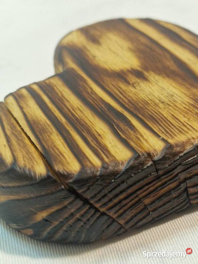 Świecznik drewniany serce naturalny na tealight Sępopol