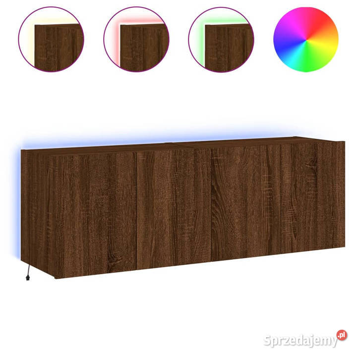 Ścienne szafki TV z LED 2 brązowy dąb 60x35x41
