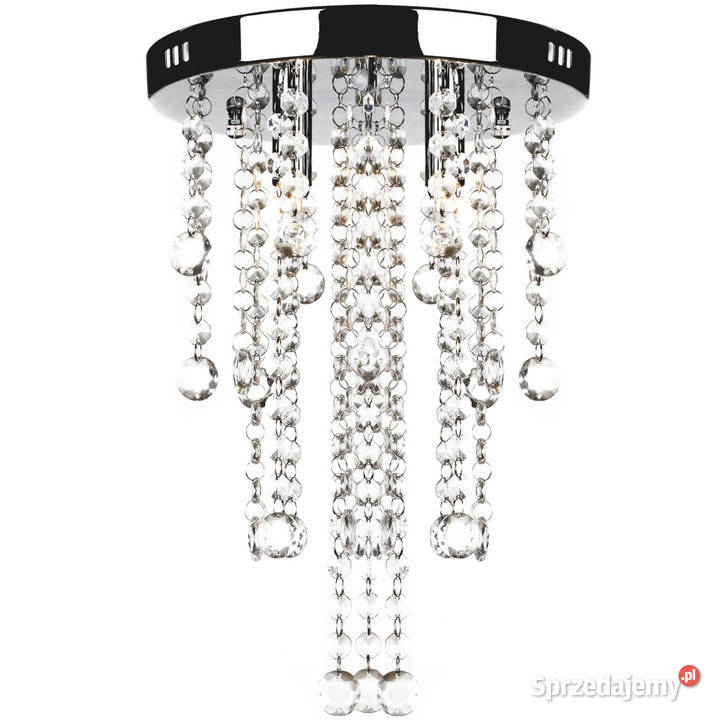Lampa sufitowa z kryształami biała metalowa