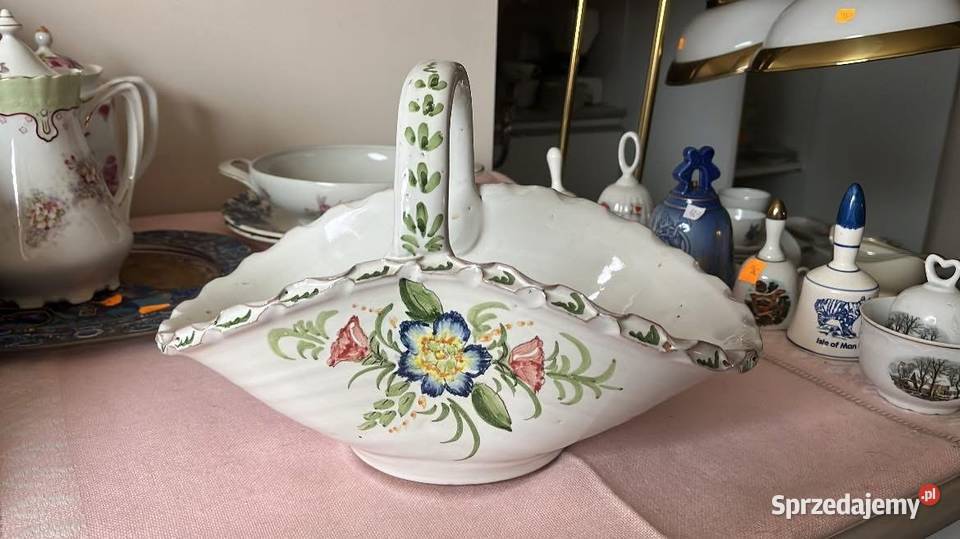 Koszyk ręcznie malowany Bez sygnaturki Fajans Gdańsk sprzedam