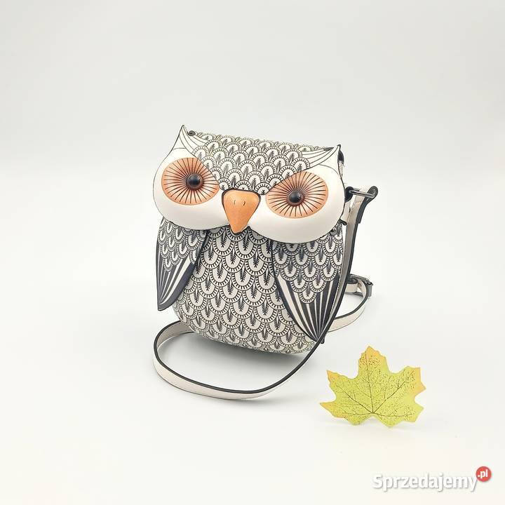 Torebka damska skórzana na ramie biała sowa sprzedam