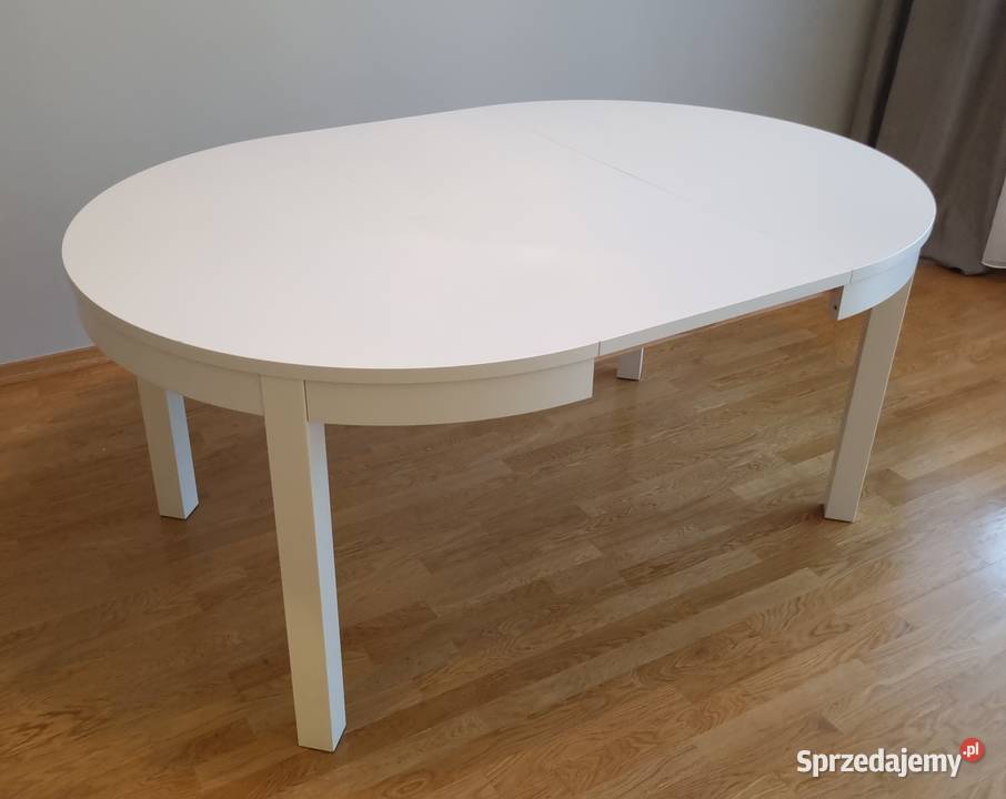 Biały okrągły stół IKEA BJURSTA 115 rozkładany Kalisz