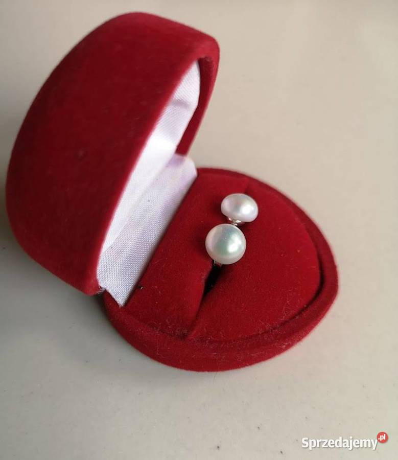 kolczyki z perłą mabe sztyfty srebro naturalna