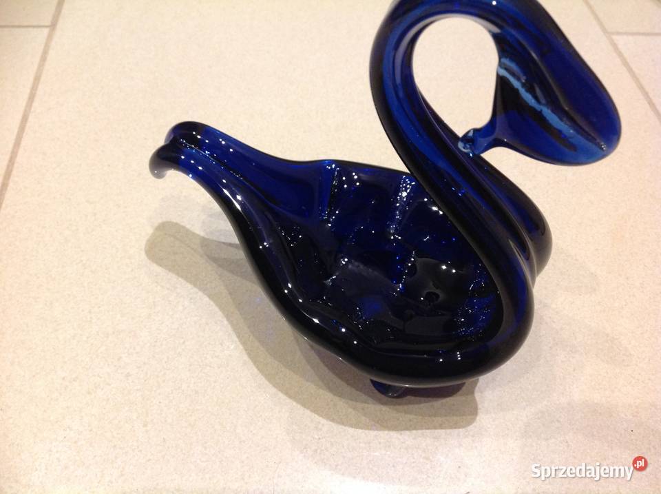 Łabędź Szklany Kobaltowy Vintage Nowa Sól