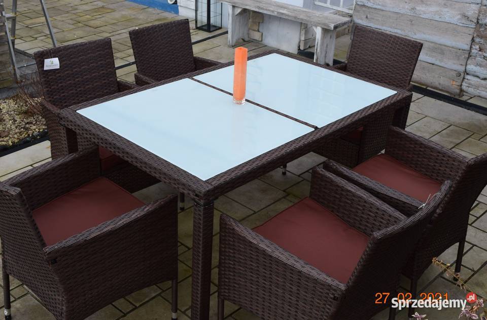 Meble ogrodowe 61 technorattan brąz zestaw meble Meble ogrodowe