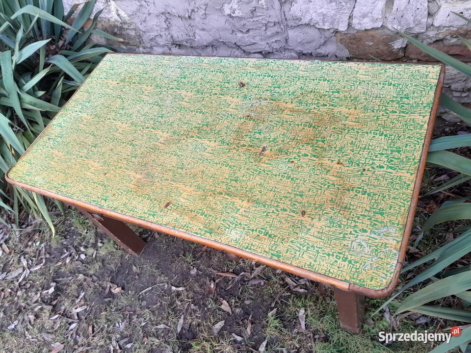 Stary drewniany stół stolik ława zabytek PRL Meble